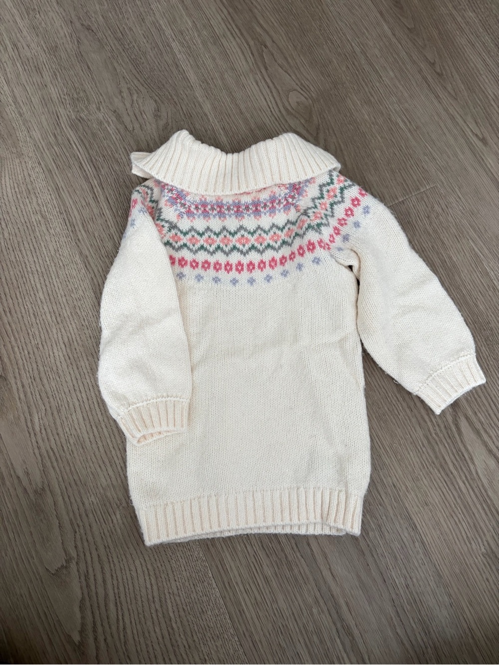 Janie and Jack Cream Fair Isle Yoke Knit Turtleneck Dress